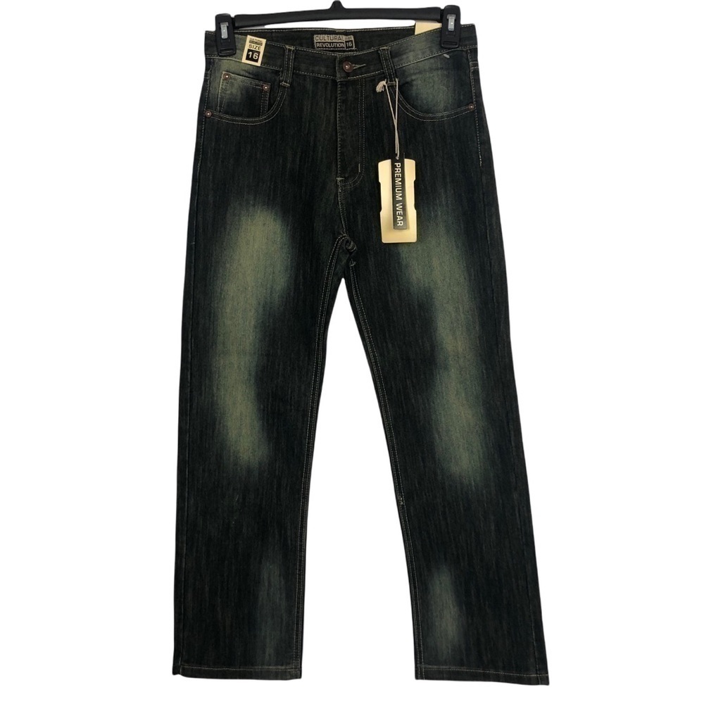 CULTURAL REVOLUTION Boy’s Black Jeans Sz 16 Stretch Distressed Pockets